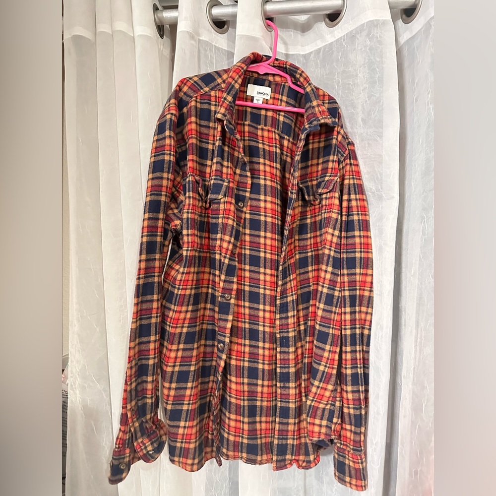 orange and navy flannel from sonoma